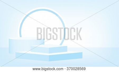 3d Stage Pedestal Award Soft Blue, Podium Stage Show, Pedestal Blue Pastel Soft For Cosmetics Produc