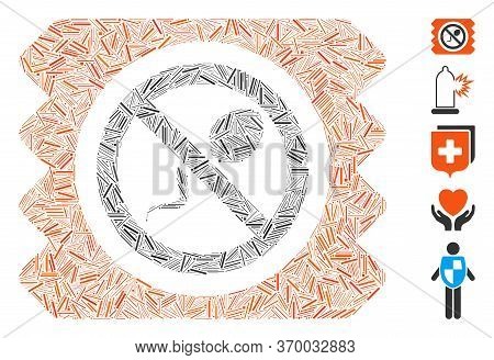 Dash Mosaic Based On Spermicide Condom Icon. Mosaic Vector Spermicide Condom Is Created With Randomi