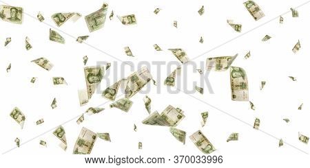 Us Yuan Bill. Chairman Mao, Mao Zedong Chinese Cash. Falling Renminbi Money Background.