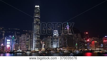 Victoria harbor, Hong Kong 21 May 2020: Hong Kong night