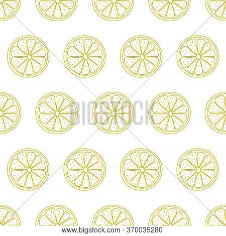 Seamless Pattern With Sliced Pieces Of Citrus Fruit. The Simple Backdrop Of Tropical Lemon. Stock Ve