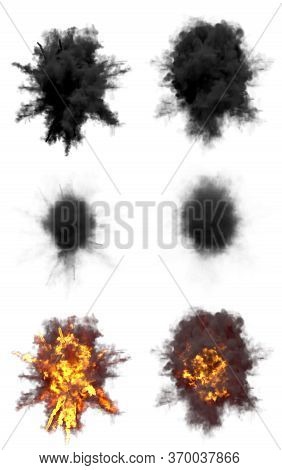 6 Round Explosions Of Missile Interception Blast Or Ack-ack Shell Hit Or View From Above On Bang Iso