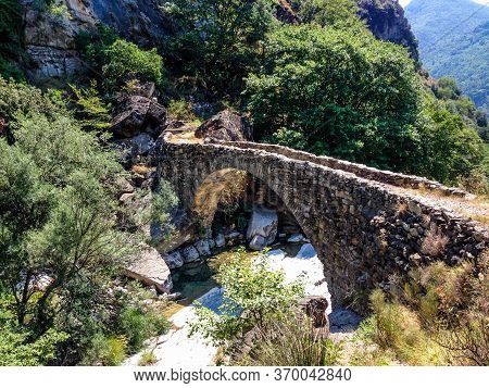 Bridge Over Rio Barbaira In Rocchetta Nervina, Liguria, Italy