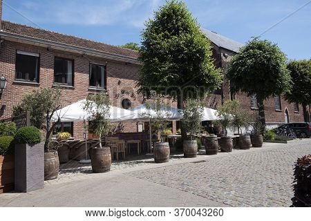 Bazel, Belgium, June 1, 2020, Empty Terraces In The Village Of Basel During The Corona Crisis