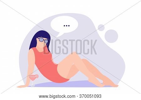 Girl Sittiing And Thinking About Something Stock Vector Illustration