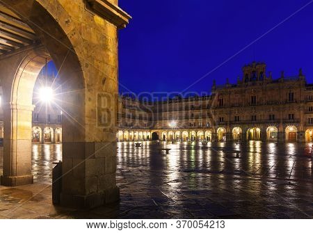 Evening View Of Plaza Mayor Of Salamanca. Spain