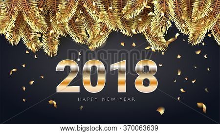 Vector Stock Illustration 2018 Happy New Year And Merry Christmas Greeting Card With Shining Golden 