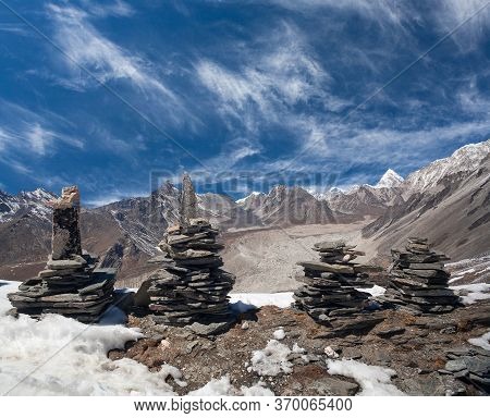 View Of Khumbu Glacier From Chukhung Ri Peak In Sagarmatha National Park, Nepal Himalaya. Chukhung R