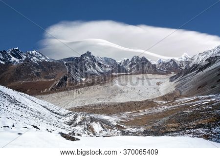 View Of Khumbu Glacier From Chukhung Ri Peak In Sagarmatha National Park, Nepal Himalaya. Chukhung R
