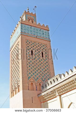 Moulay Al Yazid Moské og Minaret i Medina af Marrakech, Marokko