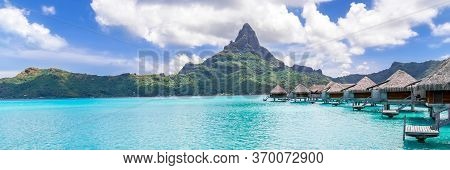 Bora Bora Island, French Polynesia. Web Banner In Panoramic View.