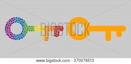 Key Mosaic Icon Of Filled Circles In Variable Sizes And Rainbow Bright Color Tones. A Dotted Lgbt-co