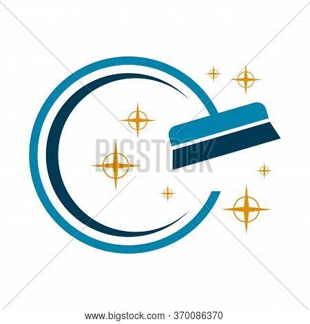 Simple Cleaning Service Logotype. Concept Of Squeegee, Purification, Wet Cleaning, Mop, Cleanup Badg