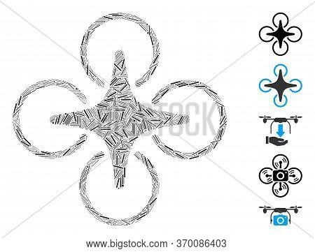 Hatch Mosaic Based On Nanocopter Icon. Mosaic Vector Nanocopter Is Created With Scattered Hatch Spot
