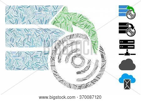 Dash Mosaic Based On Restore Database Icon. Mosaic Vector Restore Database Is Created With Randomize