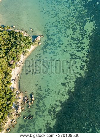 Aerial top view of Ao Nai Wok on Phangan Island, Thailand