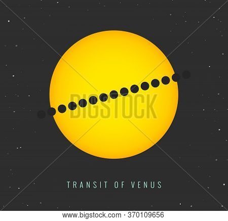 Transit Of Venus. Astronomical Phenomenon Vector Illustration