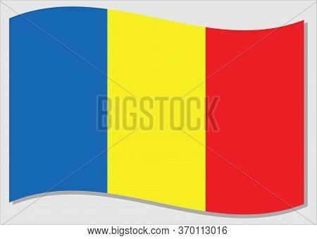 Waving Flag Of Romania Vector Graphic. Waving Romanian Flag Illustration. Romania Country Flag Wavin
