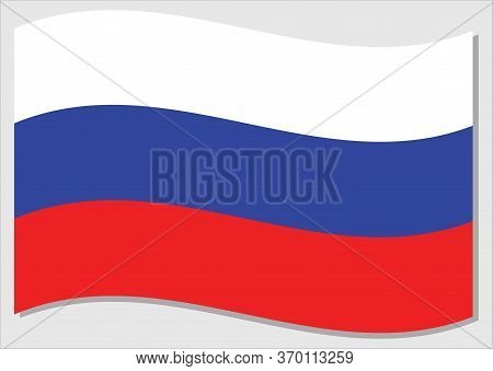 Waving Flag Of Russia Vector Graphic. Waving Russian Flag Illustration. Russia Country Flag Wavin In