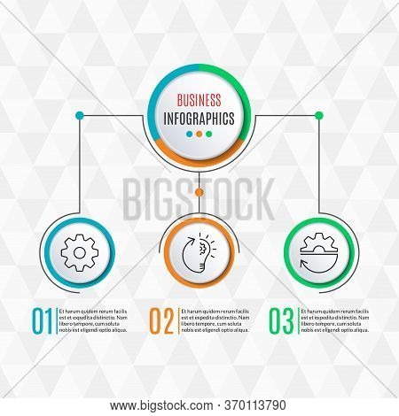3 Steps Infographics For Business Presentation. Circle Infographic Template With 3 Options, Levels, 