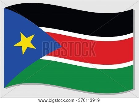 Waving Flag Of South Sudan Vector Graphic. Waving South Sudanese Flag Illustration. South Sudan Coun