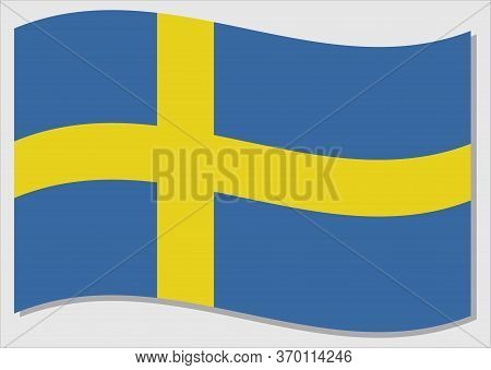 Waving Flag Of Sweden Vector Graphic. Waving Swedish Flag Illustration. Sweden Country Flag Wavin In