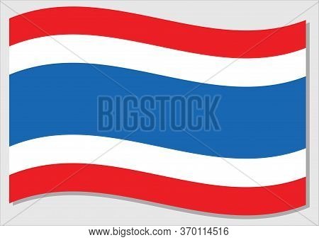 Waving Flag Of Thailand Vector Graphic. Waving Thai Flag Illustration. Thailand Country Flag Wavin I