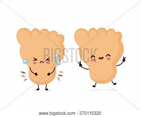 Cute Smiling Happy Human Leg Foot. Vector Flat Cartoon Character Illustration.isolated On White Back
