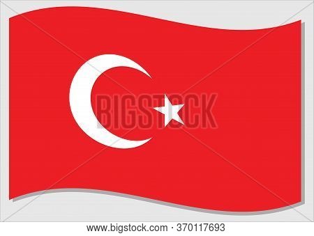 Waving Flag Of Turkey Vector Graphic. Waving Turkish Flag Illustration. Turkey Country Flag Wavin In