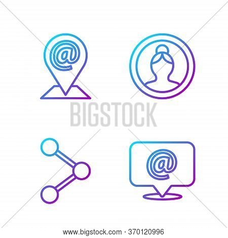 Set Line Mail And E-mail, Share, Location And Mail And E-mail And Create Account Screen. Gradient Co
