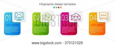 Set Line Monitor And Envelope, Telephone With Speech Bubble Chat, Envelope And Speech Bubble Chat. B