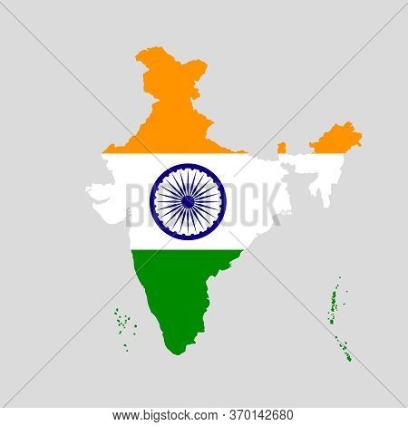 Vector Illustration Of India Flag Map. Vector Map.