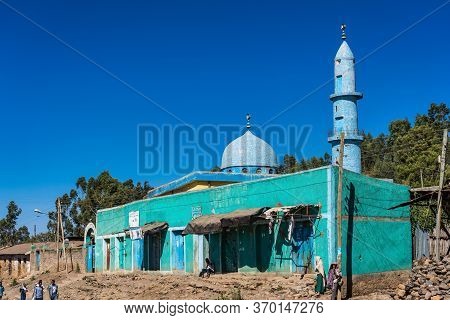 Gondar, Ethiopia - Feb 07, 2020: A Muslim Mosque On The Road From Gondar To The Simien Mountains, No