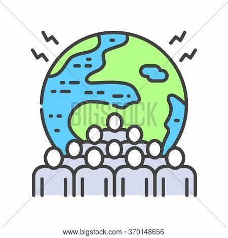 Overpopulation Color Line Icon. Environmental Problems. Sign For Web Page, App. Ui Ux Gui Design Ele