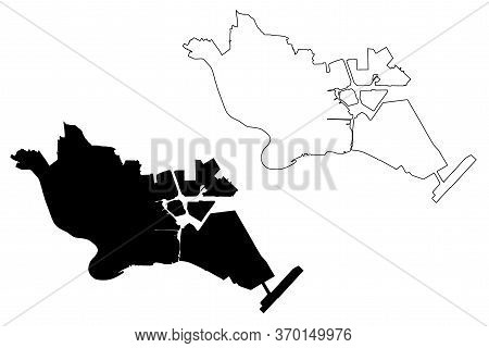 Ota City (state Of Japan, Island Country, Tokyo Prefecture) Map Vector Illustration, Scribble Sketch