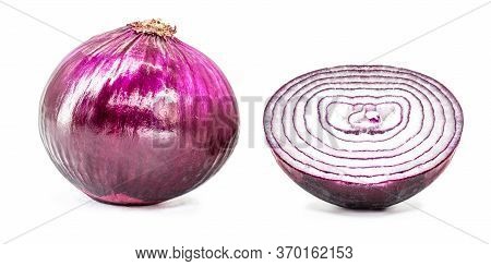 Red Onion From Brazil, On An Isolated White Background, Called 