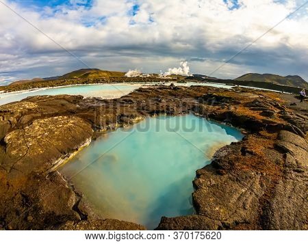 Geothermal Power Station At Blue Lagoon Iceland. Popular Tourist Attraction