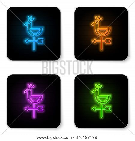 Glowing Neon Rooster Weather Vane Icon Isolated On White Background. Weathercock Sign. Windvane Roos