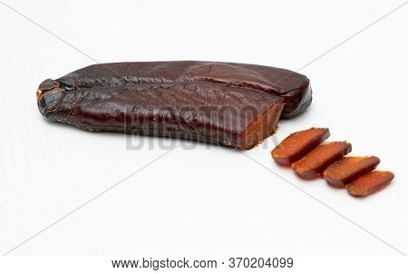 Dish Of Delicious Spaghetti With Bottarga, Typical Sardinian Cuisine
