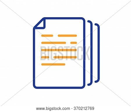 Copy Documents Line Icon. Doc File Duplicates Sign. Office Note Symbol. Colorful Thin Line Outline C