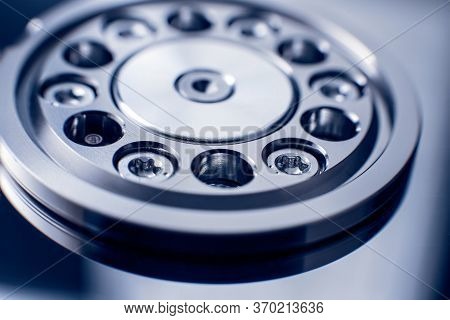 Computer Hard Drive, Opened Hdd Drive, Close Up.