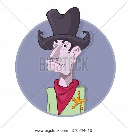 Illustration Of Sheriff With Badge. Cartoon Vector Image.
