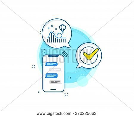 Amusement Park Sign. Phone Messages Complex Icon. Roller Coaster Line Icon. Carousels Symbol. Messen
