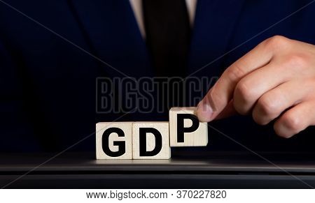 Gdp, Gross Domestic Product Concept, Cube Wooden Block With Alphabet Combine Abbreviation Gdp, Measu