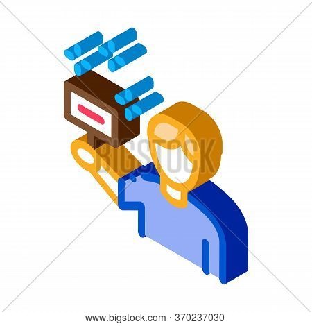 Bidder Holding Sign Icon Vector. Isometric Bidder Holding Sign Sign. Color Isolated Symbol Illustrat