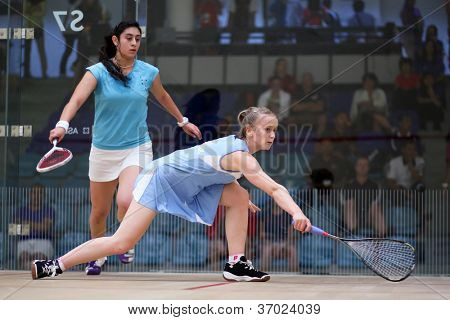 BUKIT JALIL, Malezja-września 12:Nour El Sherbini (biała spódnica) gra Emily Whitlock CIMB M