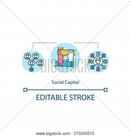 Social Capital Concept Icon. Group Mentoring, Togetherness Idea Thin Line Illustration. Collective K