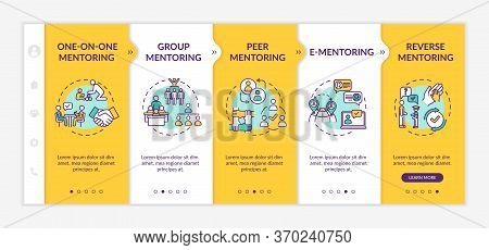 Mentorship Types Onboarding Vector Template. Education System. Learning In Group. One On One Mentori
