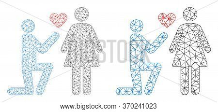 Polygonal Vector Engagement Persons Icon. Polygonal Carcass Engagement Persons Image In Lowpoly Styl