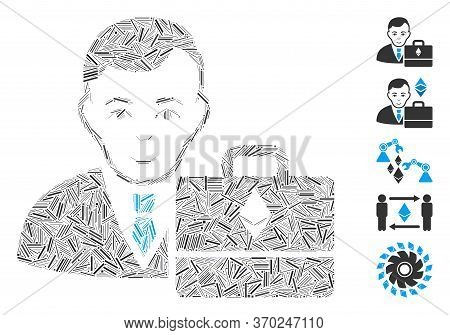 Line Mosaic Based On Ethereum Accounter Icon. Mosaic Vector Ethereum Accounter Is Formed With Scatte